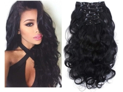 Conjunto de 7 extensões de cabelo SFUSHOS longas e onduladas com presilha