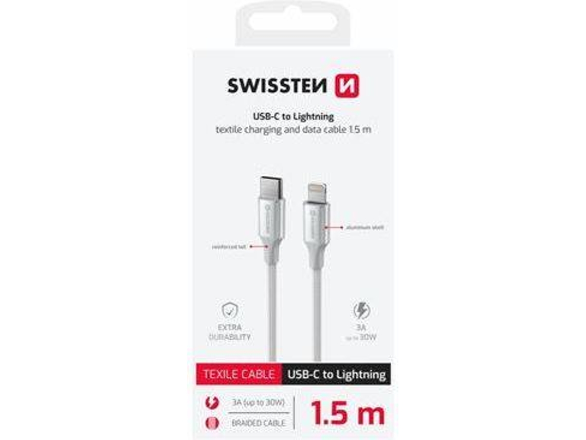 Cabo SWISSTEN Textile Usb-C - Lightning (Branco)