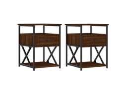 Conjunto de Mesas de Cabeceira 2pcs Derivados de Madeira Carvalho Castanho MAISON EXCLUSIVE (34x35,5x70 cm)