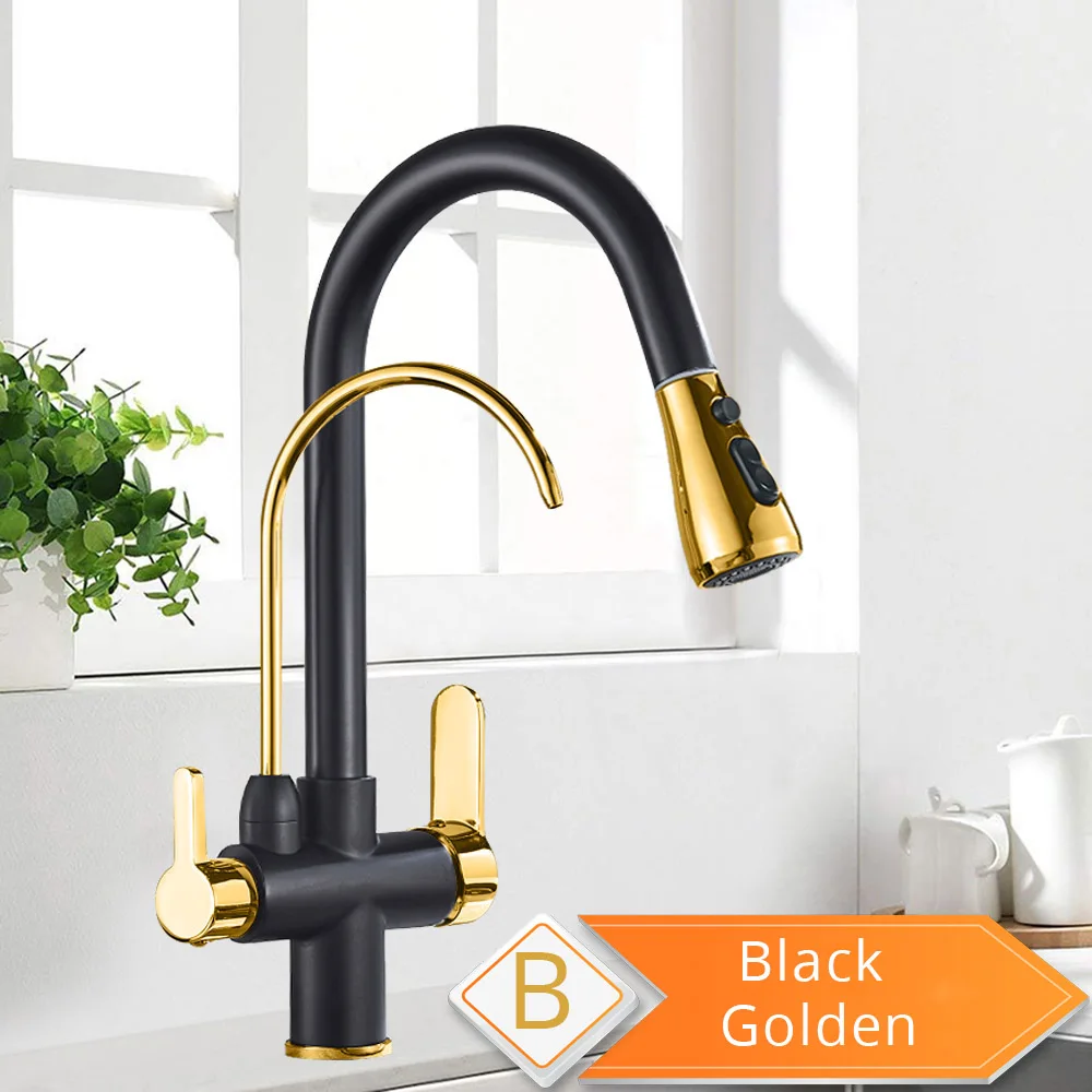 (ouro Negro) Torneira Com Filtro Triplo, Água Quente E Fria Em Uma Só, Com Função Para Beber Água.