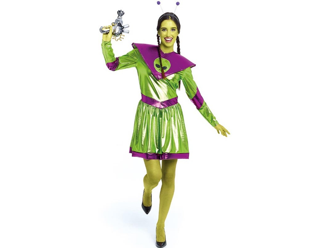 Fato de alienígena verde e roxo para mulher