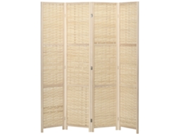 Biombo Bambu Madeira 4 Painéis 170cm Marrom
