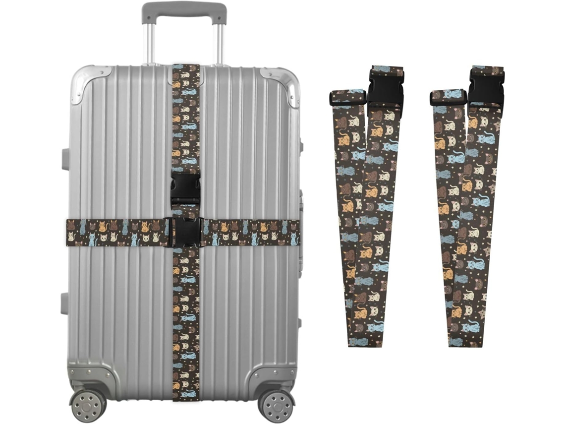 Conjunto De 2 Cintas Bagagem Com Cabeça Gato Para Malas, Cintas De Viagem, Acessórios Para Cintos, Conector De Bagagem