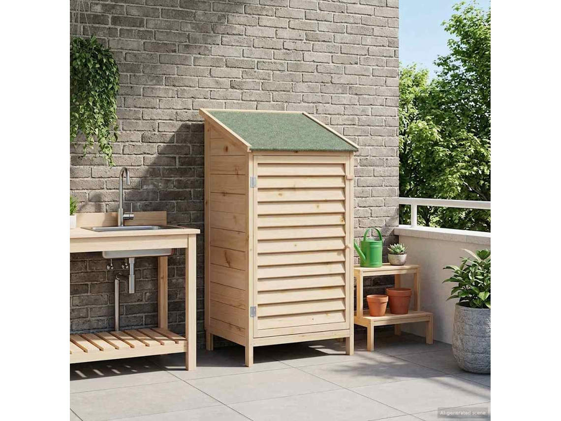 Vidaxl Galpão De Jardim Com Telhado Natural 59 X 56 X 113,5 Cm