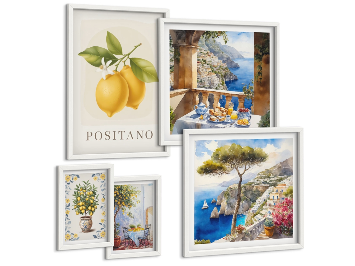 Conjunto De Pinturas Acentos Cítricos Estilo Mediterrâneo Espelharte (5 Peças)