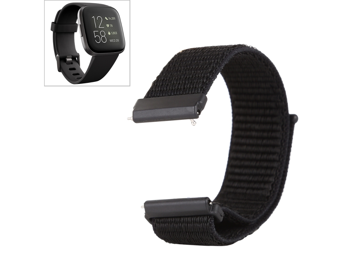 Bracelete de Smartwatch para Fitbit Versa / Versa 2 de nylon com fecho de velcro (preto)
