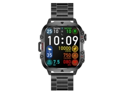 (preto) Pulseira Inteligente Com Tela Colorida De 1,96 Polegadas E Pulseira De Aço, Compatível Com Chamadas Bluetooth.
