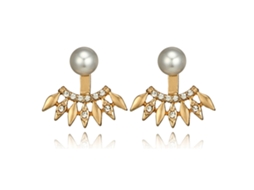 Brincos Com Strass E Pérolas Falsas Estilo Punk Ouro