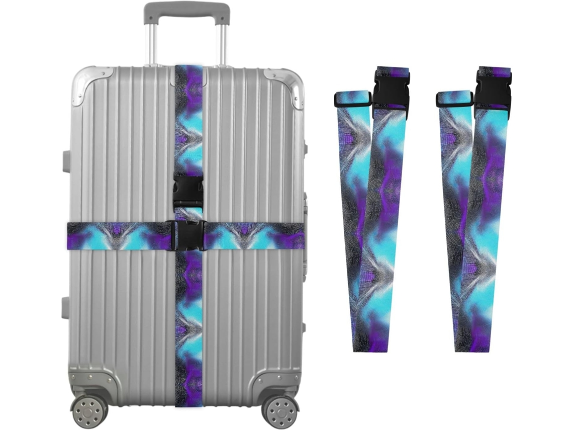 Conjunto De 2 Cintas Bagagem Personalizáveis Com Fivelas Para Malas, Azul Roxo