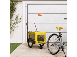 Vidaxl Reboque Bicicleta P/ Animais Tecido Oxford/ferro Amarelo/preto