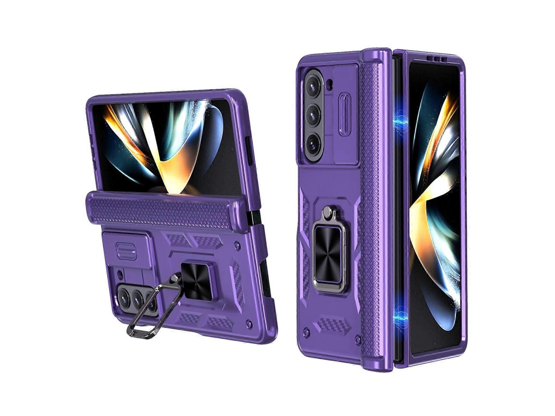 Capa Para Celular Kalebol Com Dobradiça Deslizante E Suporte De Anel Para Samsung Galaxy Z Fold5 5g