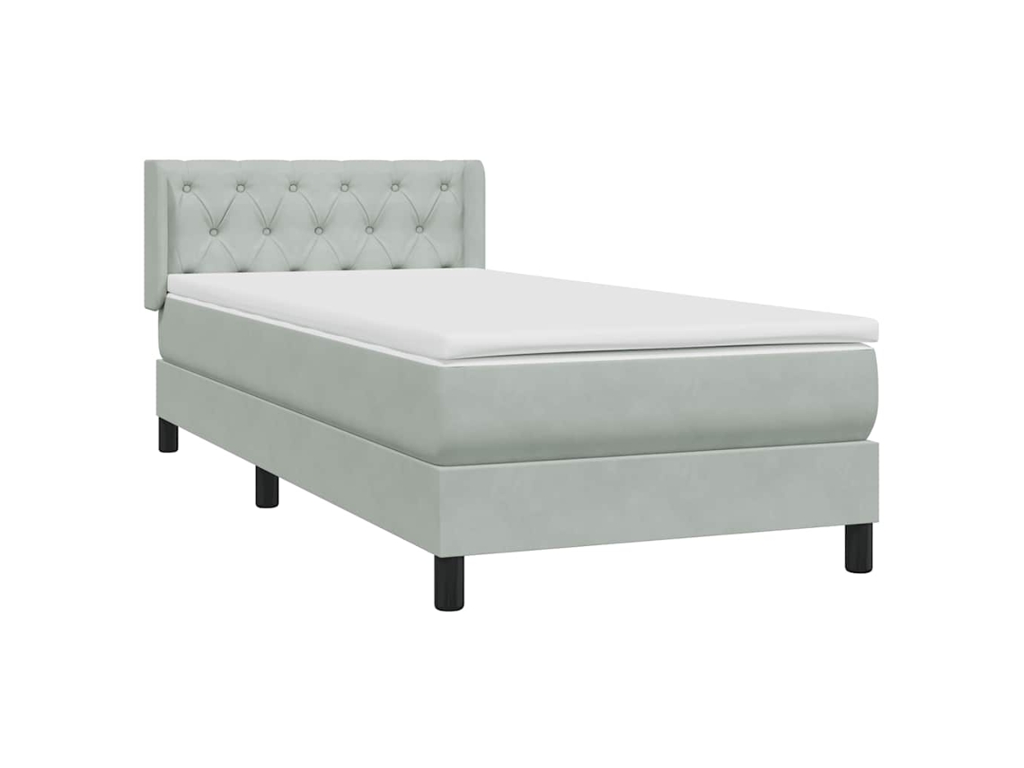 Cama com Molas/Colchão Veludo Cinzento Claro MAISON EXCLUSIVE (80x220 cm)