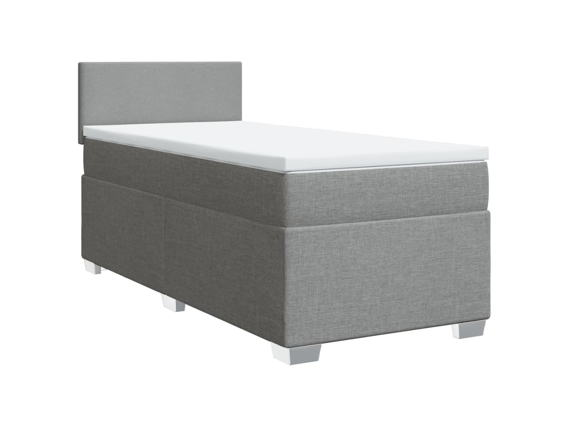 Cama com Molas e Colchão Tecido Cinzento Claro MAISON EXCLUSIVE (90x190 cm)