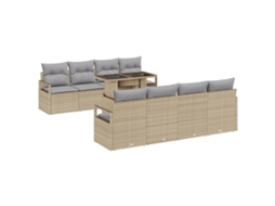 Conjunto 9 Conjunto De Sofás Para Exterior Vidaxl Bege Vime Pe (100 X 55 X 73 Cm)
