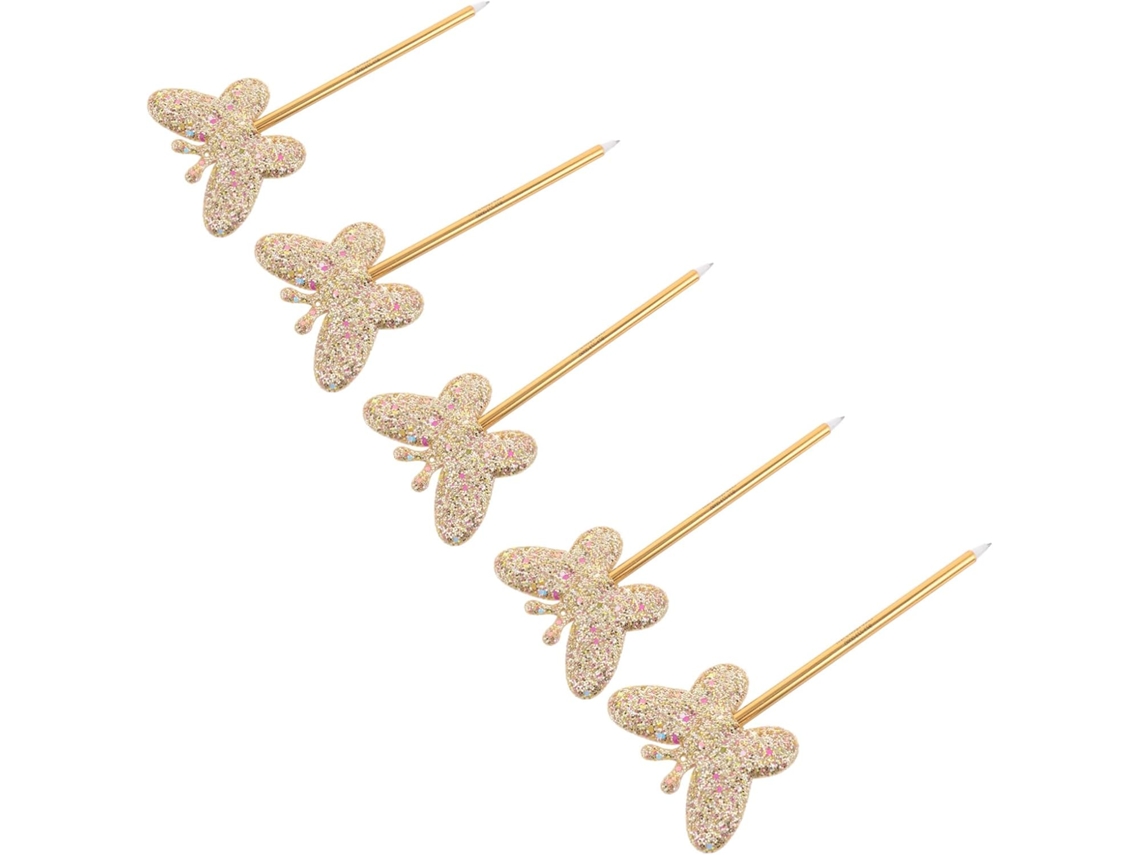 Conjunto De 5 Canetas Esferográficas Com Glitter E Borboletas, Design