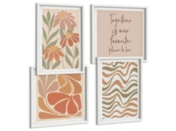 Composição De Quadros Decorações Estilosas Natureza Flores Espelharte (4 Peças)
