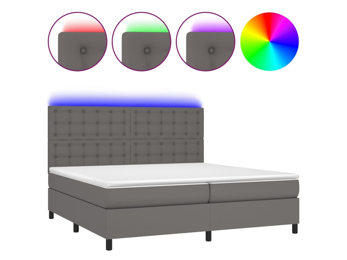 Box Spring Bed, Box Spring Beds Vidaxl Cinzeto Couro Artificial (200 X 200 Cm)