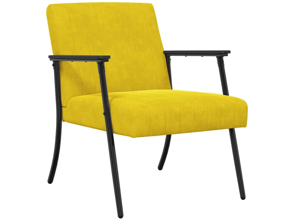 Conjunto 1 Poltrona Moderna Vidaxl Amarelo Veludo (59 X 75 X 78 Cm)