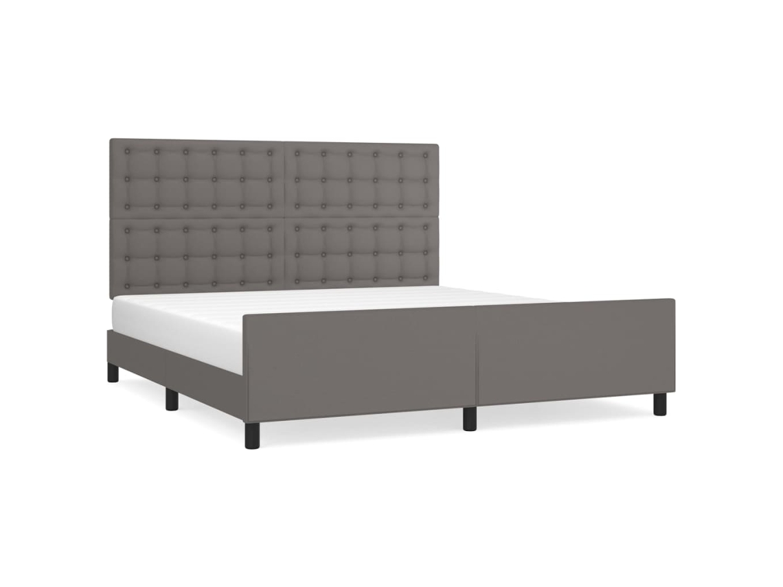 Bed Frame With Headboard, Bed Frames With Headboards Vidaxl Cinzeto Couro Artificial (180 X 200 Cm)