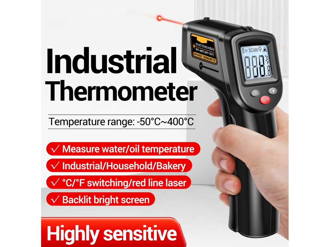 Yuru termômetro Infravermelho Sem Contato Aneng Th201 50℃~400℃ Digital Laser para Cozinha Industrial Automotivo