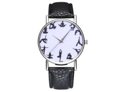 Relógio de pulso Zhoulianfa, modelo feminino e masculino, analógico, de quartzo, com pulseira de couro preta.