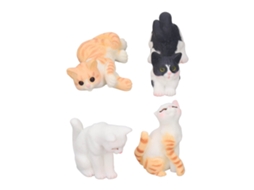 Mali 4 Peças Estatuetas Gato Miniatura Resina Casa de Bonecas 1:12 Decoração Diy