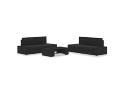 5 Pcs Conjunto Lounge Para Jardim Vime Pe Preto Dkd Home Decor