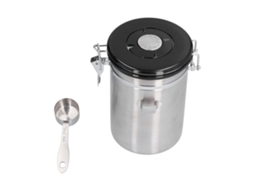 Tarro De Café De Acero Inoxidable Hermético Con Rueda De Calendario 1.8l Color Plata