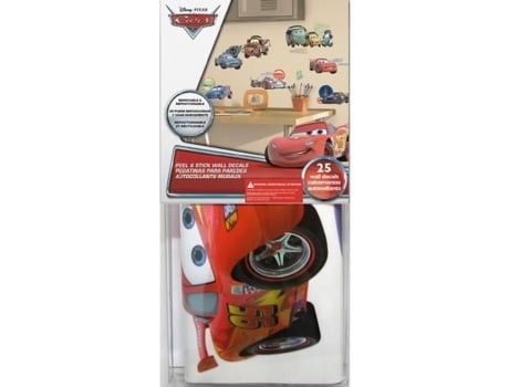 Roommates Conjunto De 26 Disney Cars 2 Adesivos Reposicionáveis Lightning Mcqueen 4 Folhas De 10,1 X 44,1 Cm