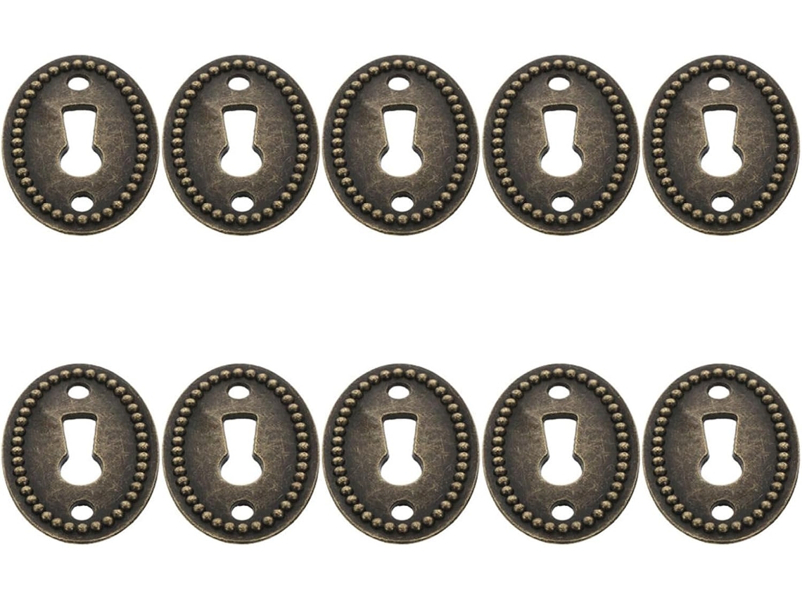 Conjunto De 50 Placas Ovais Cobertura Para Fechadura Em Liga Zinco Com Espaçamento 27mm Entre Os Furos