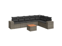 Conjunto de 8 Sofás de Jardim com Almofadões Vime Pe Cinzento MAISON EXCLUSIVE (8 pcs)