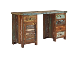 Vidaxl Secretária Pedestal Madeira Recuperada Maciça 140x50x77cm