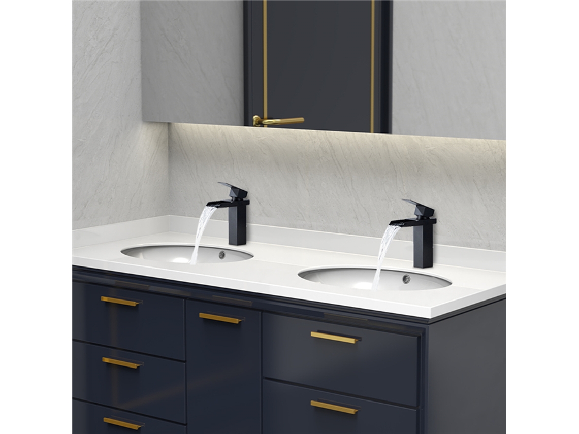 2x Cachoeira Misturador Da Bacia Preto Torneira Do Banheiro De Bronze Ajustável Quente E Frio Design Elegante