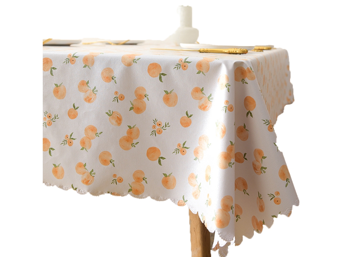 Círculo Pêssego Aquarela com Borda Elástica para Caber na Toalha de Mesa em Lindo Estilo Vermelho Pêssego1 60*90Cm