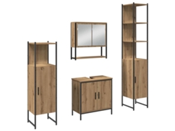 Conjunto de Móveis para Banheiro MAISON EXCLUSIVE com Prateleira 4 Pcs Castanho