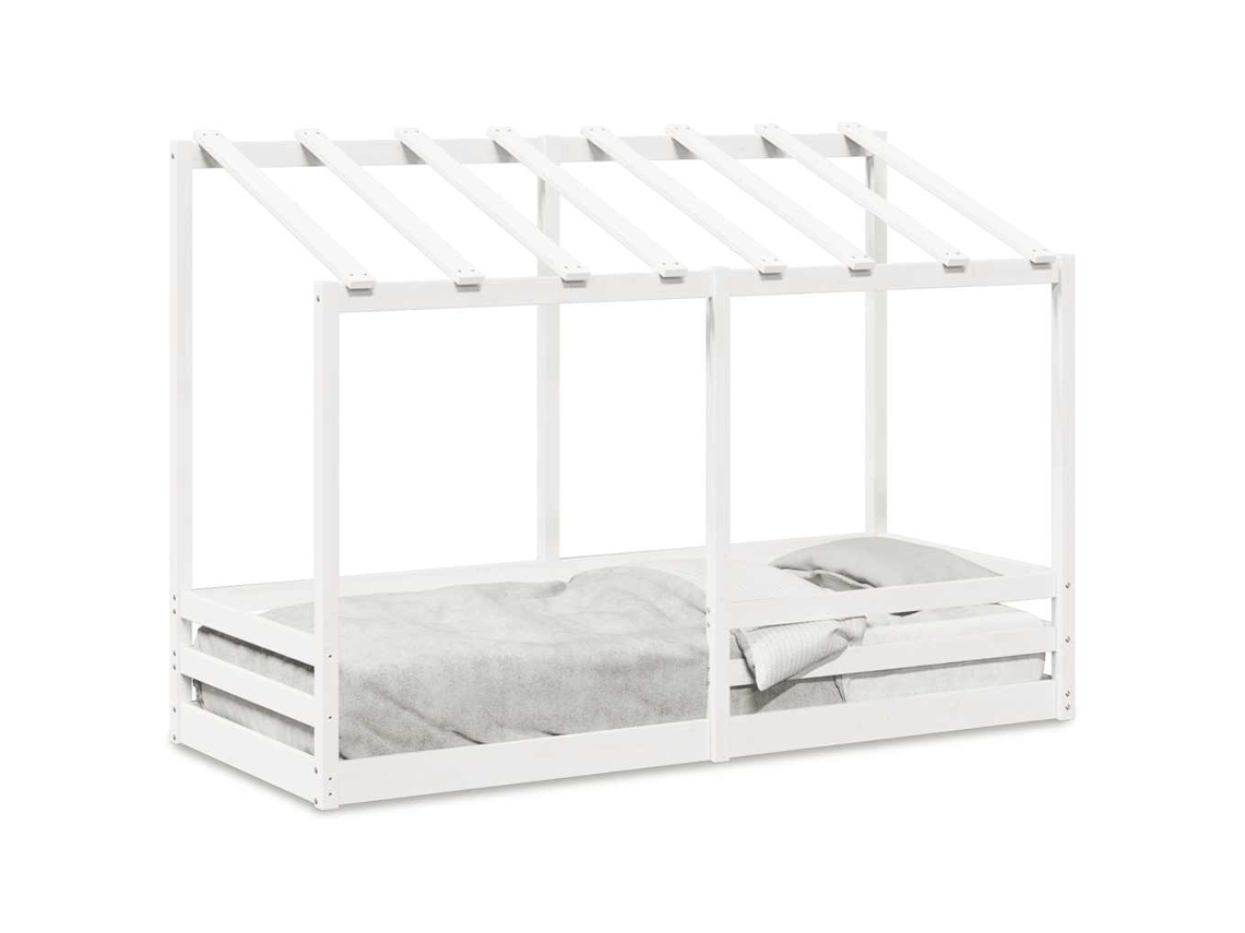 Cama Infantil com Telhado Pinho Maciço Branco MAISON EXCLUSIVE 75x190 cm
