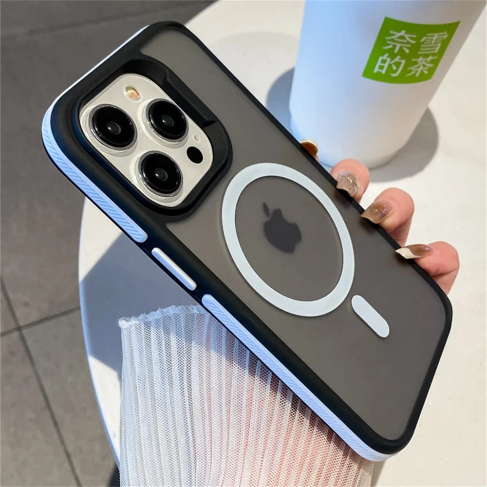 Capa Magnética Colorida Fosca Semitransparente Para Iphone 15 (branco)