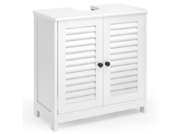 Armário para lavatório - Branco - MDF - 2 portas - 2 prateleiras ajustáveis - 60 x 30 x 60 cm