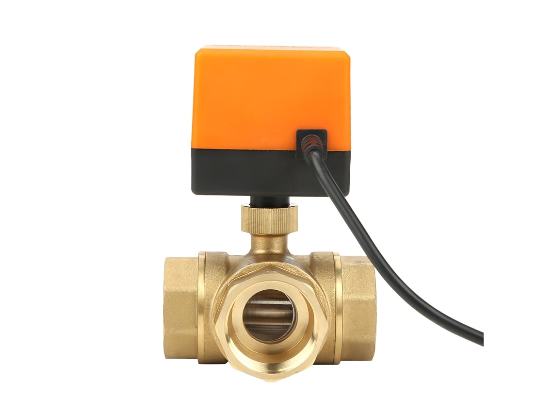 Válvula Esférica Elétrica De 3 Vias Laxiscreed Dn32 G1-1/4 Para Ar Condicionado Em Aço, Dc24v