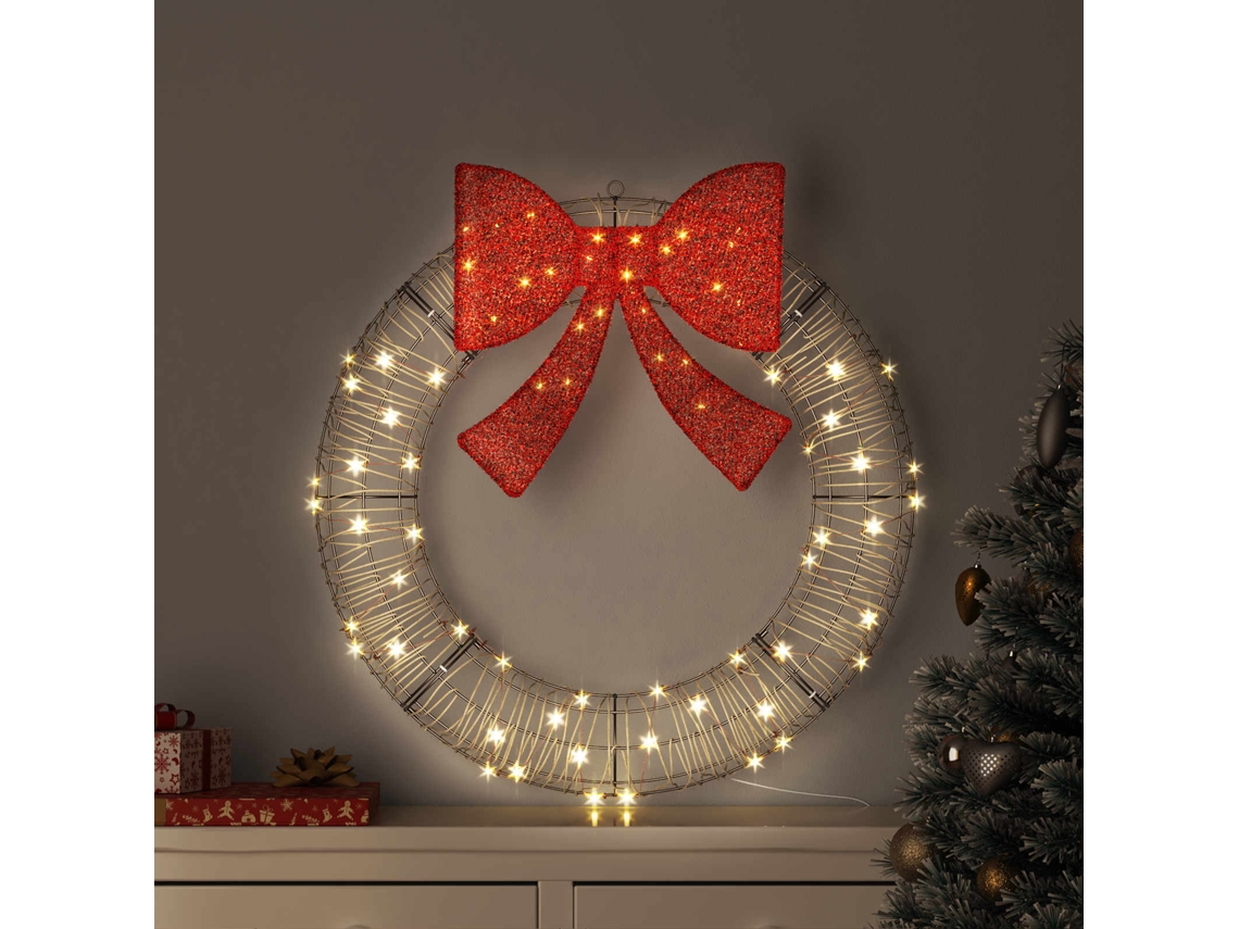 Vidaxl Guirlanda 80 Led Branco Quente 90 X 90 X 9 Cm Vime