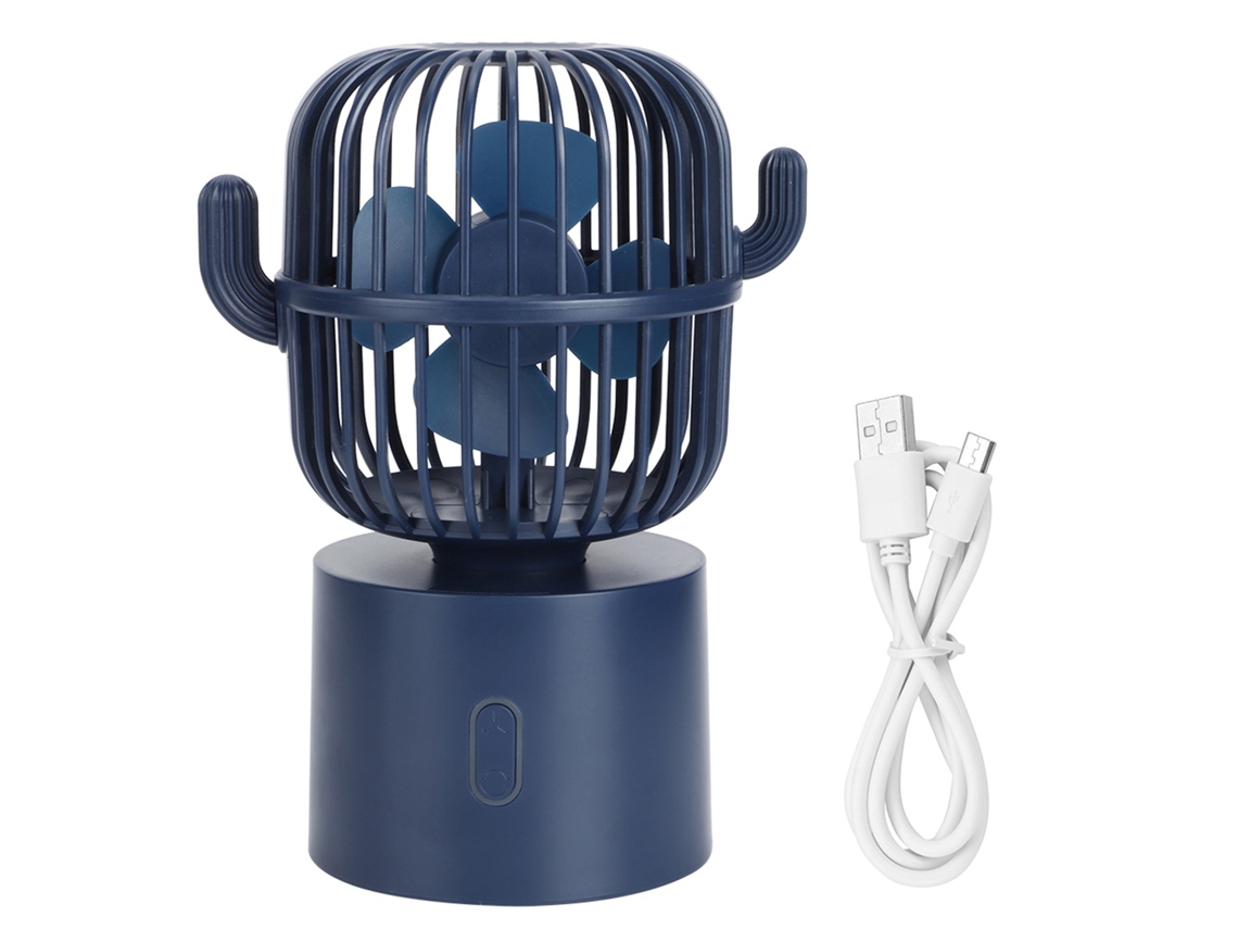 Ventilador Mini Usb Recarregável Oscilante Azul