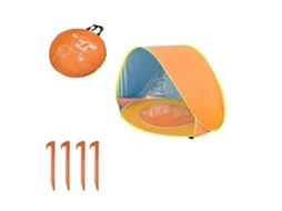Tenda de Praia para Bebês com Piscina, Protetor Solar Upf 50+, Laranja, 120 X 80 70 Cm, Ideal para Crianças, Educativo, Durável, Perfeito P STELASPLEN