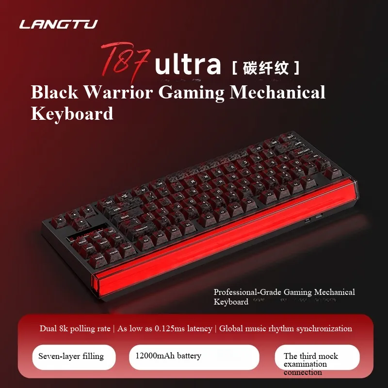T87 Teclado Mecânico Personalizado Transparente - Black Warrior - Switches Matcha Ice - Dual 8ku