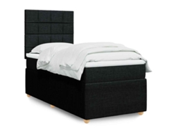 Vidaxl Cama Com Molas/colchão 90x200 Cm Tecido Preto