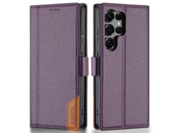Capa Tkdaddy N.bekus P3 Para Samsung Galaxy S25 Ultra Com Bloqueio Rfid E Suporte Tipo Carteira Em Couro Pu, Capa Flip Roxa