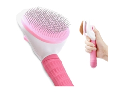 Cepillo para Mascotas, Auto Limpiante, Elimina Pelos e Pelusa de Cães e Gatos, de Pelo Curto e Longo, Rosa