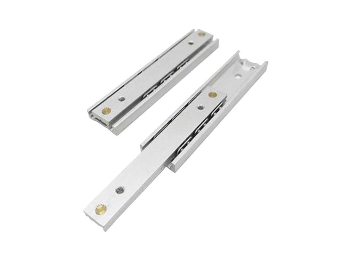Corrediça De Gaveta Com Rolamento Esferas, 1par, Mini, Curta, Em Alumínio, Com 2 Dobras C70mm