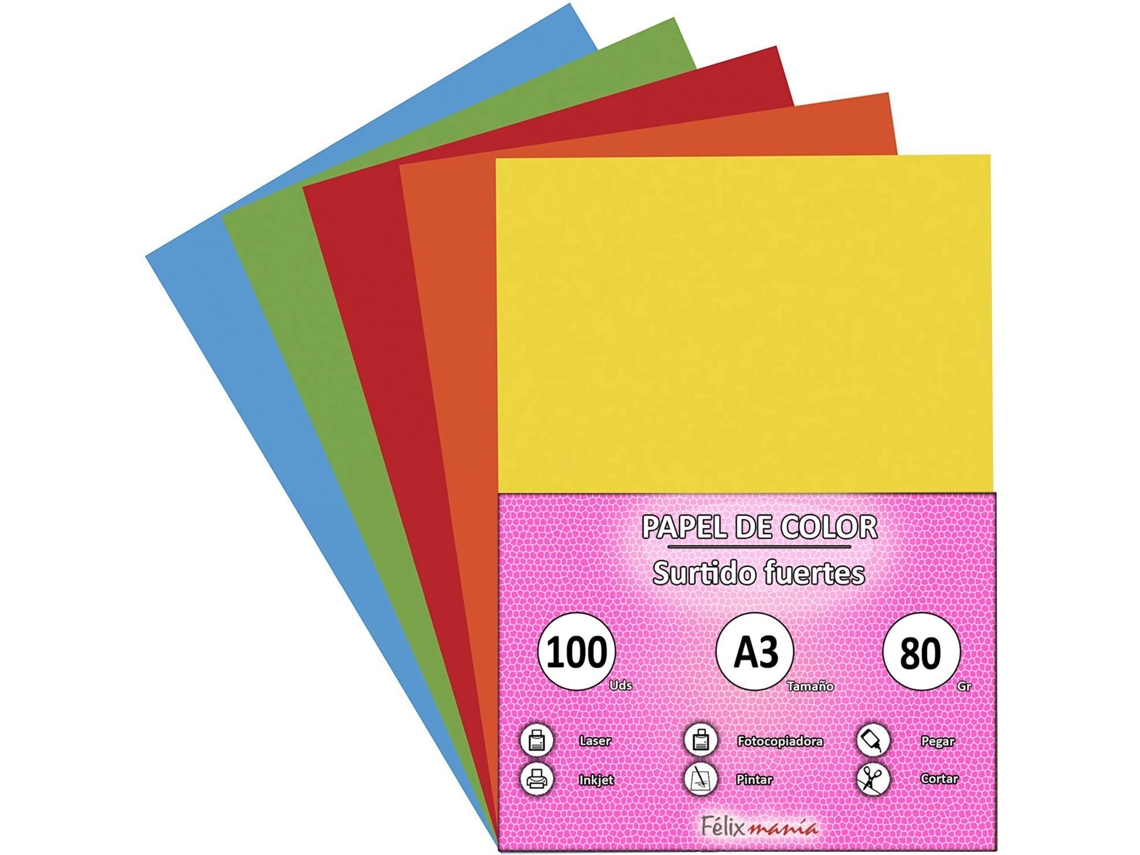 Papel A3 80Gr Grande Variedade 100 Folhas