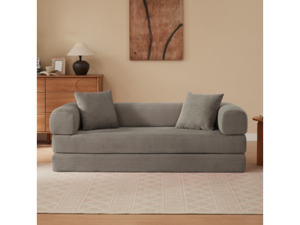 Sofá 3 Plazas - Sofá Tatami Convertible En Cama, Ideal Para Sala De Estar Y Dormitorio - Color Taupe