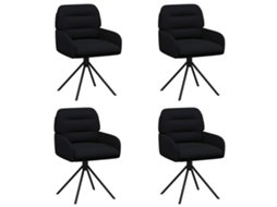 Conjunto 4 Cadeira De Jantar Giratória Vidaxl Preto Couro Sintético (59 X 59,5 X 90 Cm)